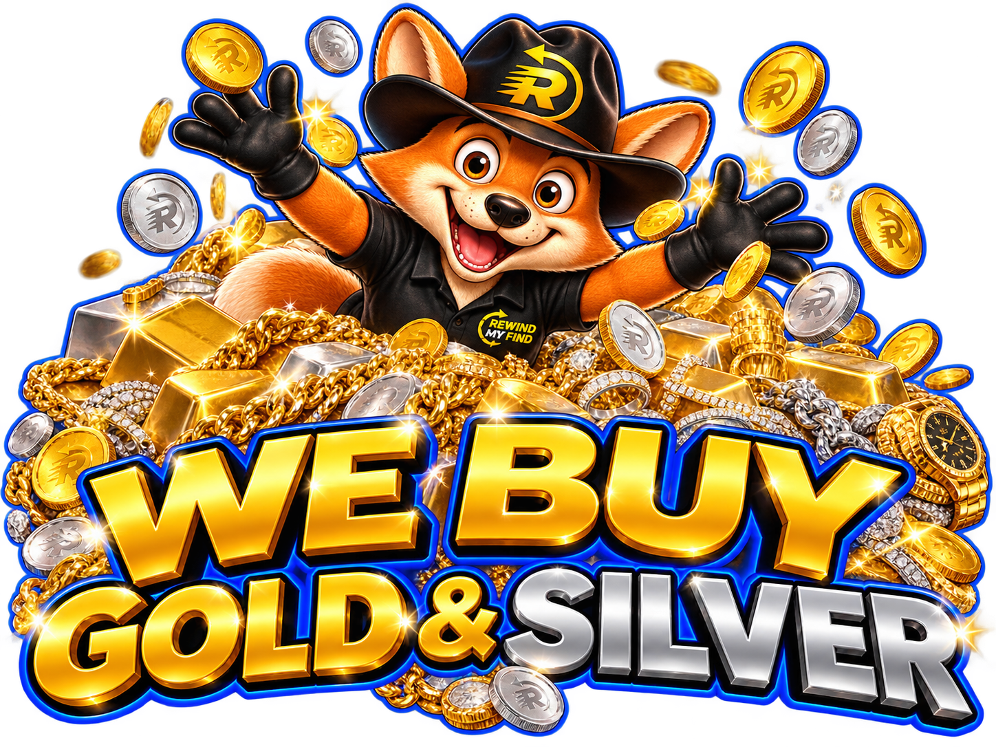 We buy gold and silver - coyote swimming in gold and silver jewelry